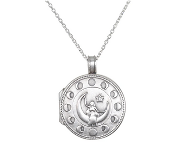 Mother Moon Silver Locket Necklace - Time Out Clothing