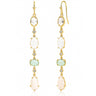 4 stone drop earrings in gold on a white background