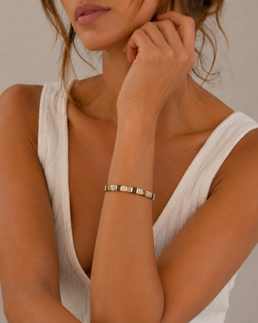 Handmade Marbleized Tila Beaded Stretch Bracelet