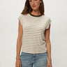 Tanya Striped Power T-Shirt in Oatmeal Stripe by Micheal Stars - Time Out Clothing