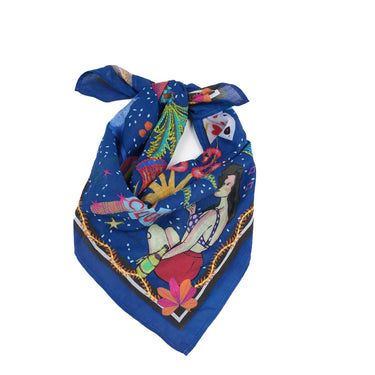 Colorful scarf with artistic design on a white background