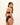 Woman wearing a black bikini with a beige background