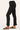 Black ruched ankle-length pants with a drawstring waist, shown on a model from the side against a light beige background.