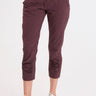 A drawstring waist with zippered mini pockets team up with ruched front leg panels, front/back pockets and a cropped silhouette.