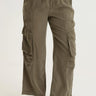 a woman wearing cropped twill cargo pants in moss green