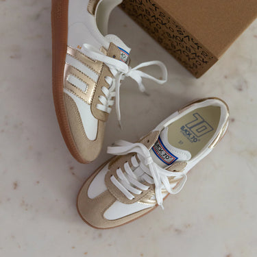 Cloud Sneaker in Beige & Gold - Time Out Clothing