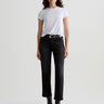 black denim jeans on white background