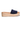 Navy sandal with a woven platform sole on a white background