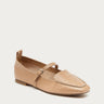 Kelsi Dagger Ferry Mary Jane flat in Bison leather with square toe, moc stitching and gold buckle