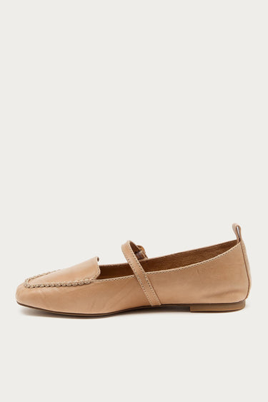 Kelsi Dagger Ferry Mary Jane flat in Bison leather showing low-profile silhouette and square toe
