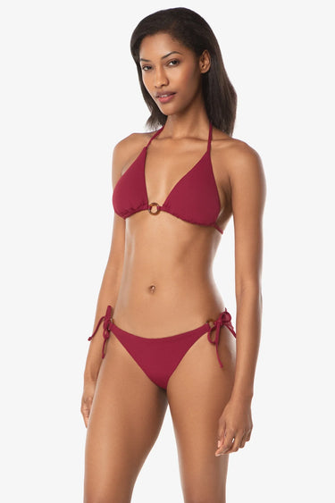 Tie Side Faux Tortoise Ring Triangle Bikini Top by Helen Jon - Time Out Clothing