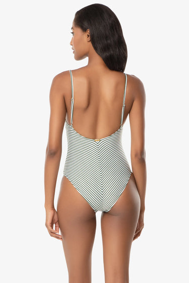 Mitered One-Piece Fatigue Stripe Swimsuit by Helen Jon - Time Out Clothing