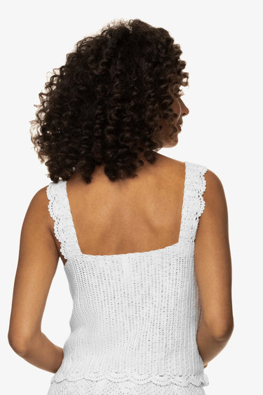 Scallop Crochet White Tank by Helen Jon - Time Out Clothing