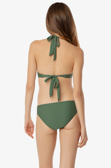 Green bikini set on a white background