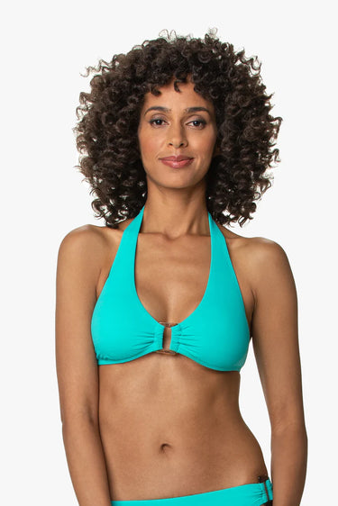 Textured Solid Buckle Halter Top - Time Out Clothing