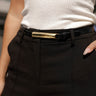 Irene Leather Belt with Gold Buckle - Time Out Clothing