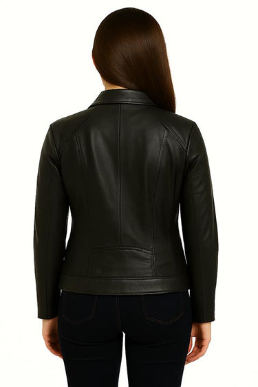 Women’s Lightweight Black Leather Jacket - Time Out Clothing