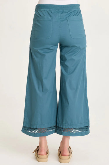 Roel Mesh-Trim Poplin Gaucho Crop Pant by XCVI - Time Out Clothing