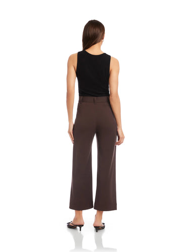 Rylee Crop Wide Leg Pant in Brown - Time Out Clothing