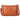 Cognac full-grain leather messenger-style crossbody bag with dual handles and an adjustable strap.