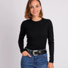 A sophisticated black genuine leather belt with a prominent silver-toned Western-style buckle, intricately decorated with small shimmering studs, displayed against a light background.